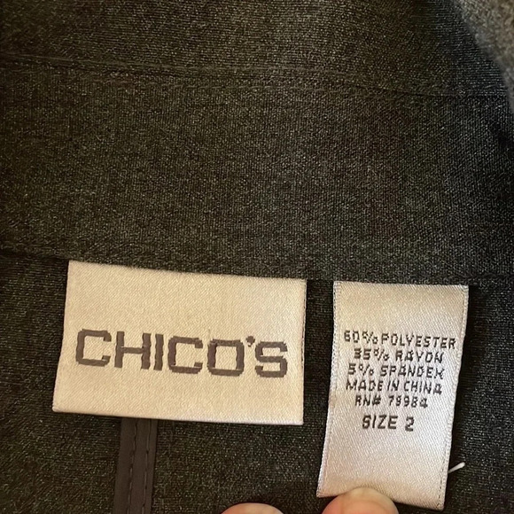 Chicos womens blazer Large 12 jacket charcoal grey stretch classic business work - Picture 5 of 7